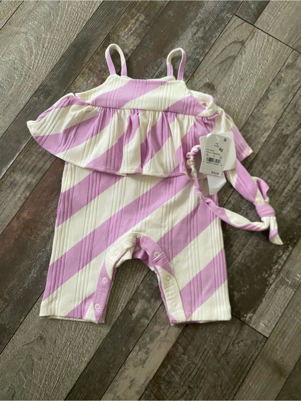 Striped Pink and White Ruffle One-Piece Bodysuit for Kids